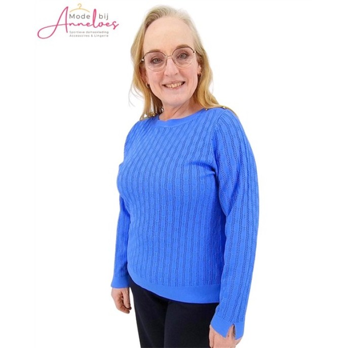 Micha Pullover ajour uni Blue